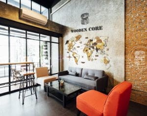 Bản đồ gỗ 3D trang trí quán cafe - 01