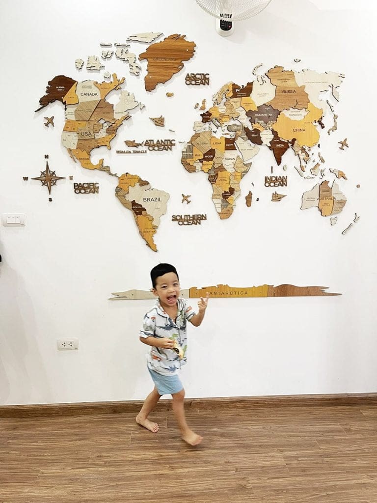 Bản đồ gỗ Wooden Core trang trí phòng trẻ em