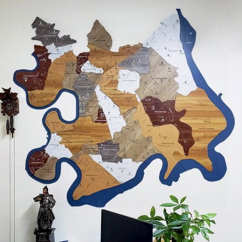 Bản đồ gỗ trang trí Thành Phố Thủ Đức
