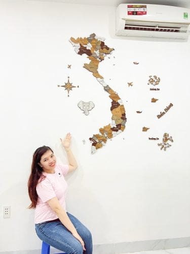 Bản Đồ Việt Nam Bằng Gỗ 3D (63 tỉnh) - Mix 6 màu - Flower photo review