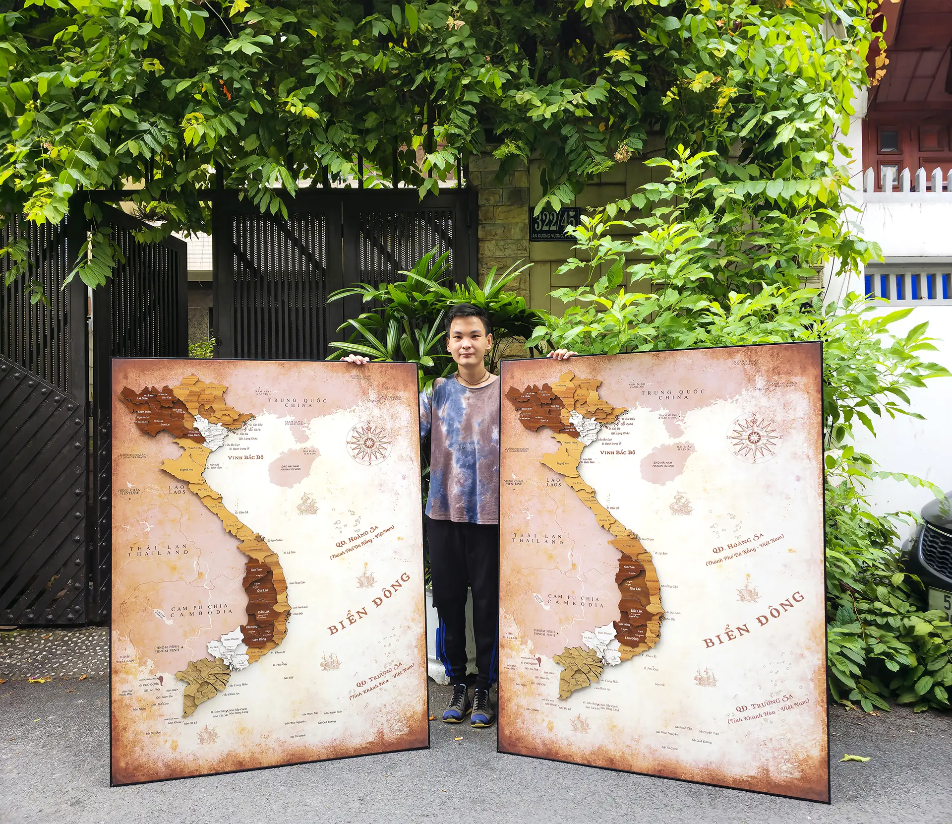 Tranh Bản Đồ Việt Nam Bằng Gỗ 3D - Mix 5 màu - Nền Nâu (63 tỉnh) photo review